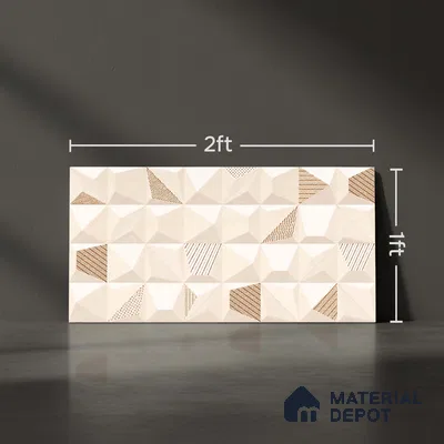 3D Wall Tile TL 05487 B Lustra Aura Sand Decor 2 ft x 1 ft Ceramic Satin Finish - 9 mm | Suitable for Bathroom, Kitchen