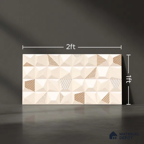 3D Wall Tile TL 05487 B Lustra Aura Sand Decor 2 ft x 1 ft Ceramic Satin Finish - 9 mm | Suitable for Bathroom, Kitchen