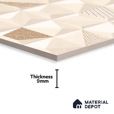 3D Wall Tile TL 05487 B Lustra Aura Sand Decor 2 ft x 1 ft Ceramic Satin Finish - 9 mm | Suitable for Bathroom, Kitchen