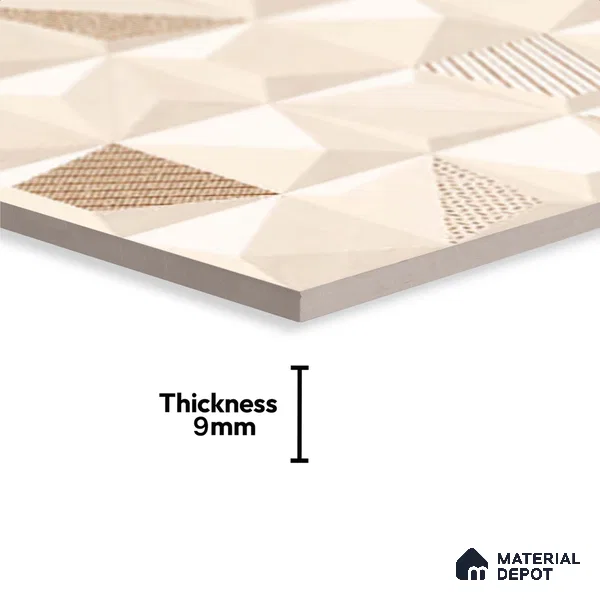 3D Wall Tile TL 05487 B Lustra Aura Sand Decor 2 ft x 1 ft Ceramic Satin Finish - 9 mm | Suitable for Bathroom, Kitchen