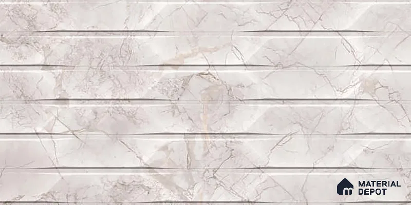 Marble Wall Tile TL 05478 B Lustra Manila Bianco Decor 2 ft x 1 ft Ceramic Satin Finish - 9 mm | Suitable for Bathroom, Kitchen