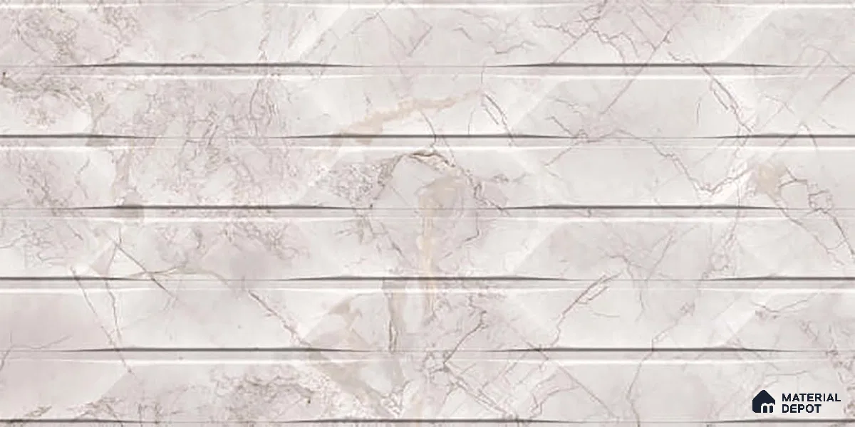 Marble Wall Tile TL 05478 B Lustra Manila Bianco Decor 2 ft x 1 ft Ceramic Satin Finish - 9 mm | Suitable for Bathroom, Kitchen