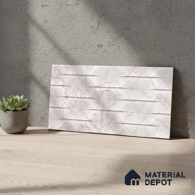 Marble Wall Tile TL 05478 B Lustra Manila Bianco Decor 2 ft x 1 ft Ceramic Satin Finish - 9 mm | Suitable for Bathroom, Kitchen