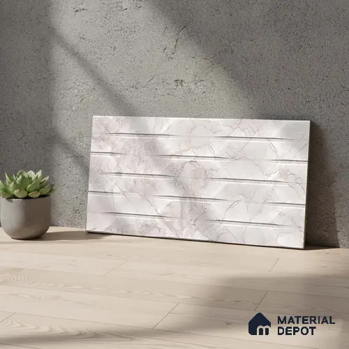 Marble Wall Tile TL 05478 B Lustra Manila Bianco Decor 2 ft x 1 ft Ceramic Satin Finish - 9 mm | Suitable for Bathroom, Kitchen