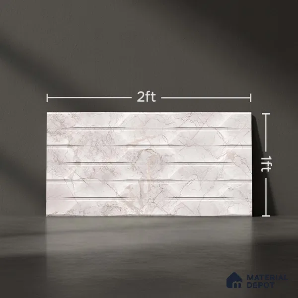 Marble Wall Tile TL 05478 B Lustra Manila Bianco Decor 2 ft x 1 ft Ceramic Satin Finish - 9 mm | Suitable for Bathroom, Kitchen