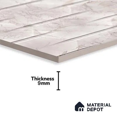 Marble Wall Tile TL 05478 B Lustra Manila Bianco Decor 2 ft x 1 ft Ceramic Satin Finish - 9 mm | Suitable for Bathroom, Kitchen