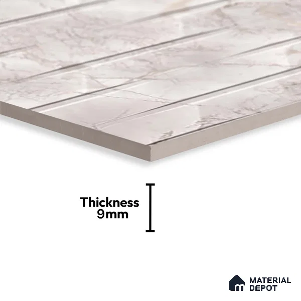 Marble Wall Tile TL 05478 B Lustra Manila Bianco Decor 2 ft x 1 ft Ceramic Satin Finish - 9 mm | Suitable for Bathroom, Kitchen