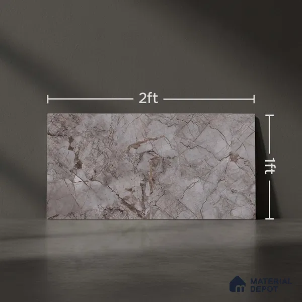 Marble Wall Tile TL 05478 C Lustra Manila Ash 2 ft x 1 ft Ceramic Satin Finish - 9 mm | Suitable for Bathroom, Kitchen (Sample)