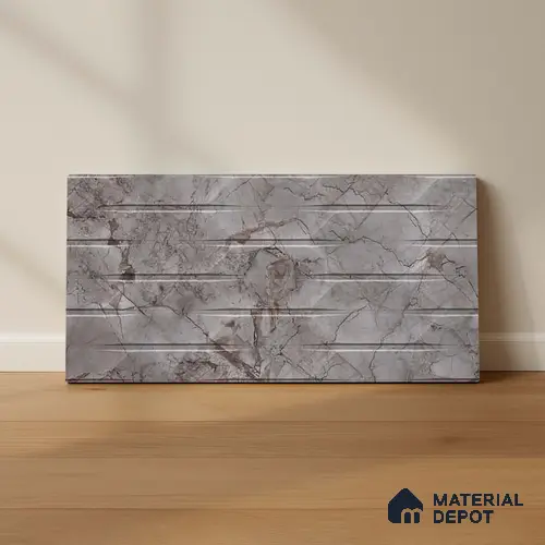 Marble Wall Tile TL 05478 D Lustra Manila Ash Decor 2 ft x 1 ft Ceramic Satin Finish - 9 mm | Suitable for Bathroom, Kitchen
