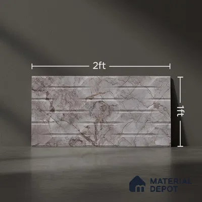 Marble Wall Tile TL 05478 D Lustra Manila Ash Decor 2 ft x 1 ft Ceramic Satin Finish - 9 mm | Suitable for Bathroom, Kitchen (Sample)