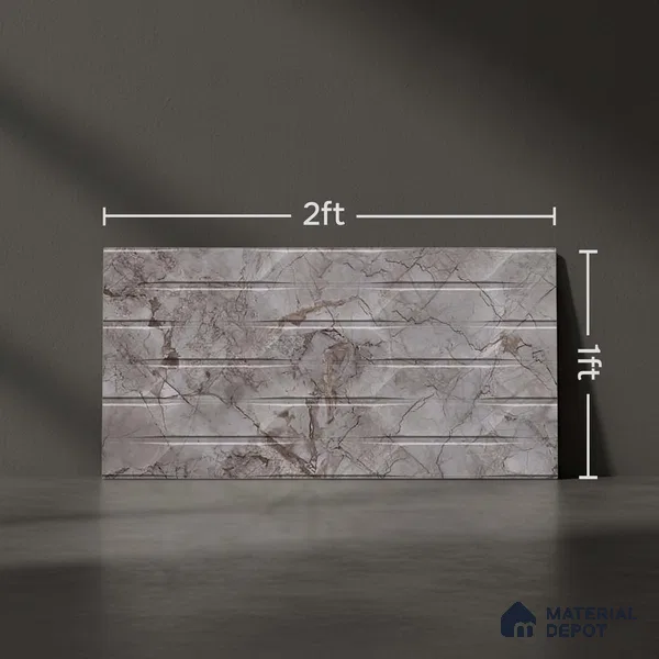 Marble Wall Tile TL 05478 D Lustra Manila Ash Decor 2 ft x 1 ft Ceramic Satin Finish - 9 mm | Suitable for Bathroom, Kitchen (Sample)