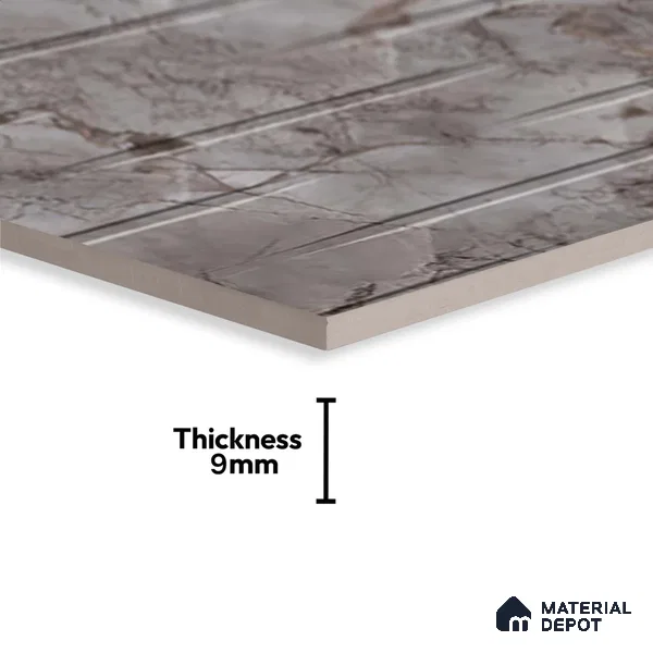 Marble Wall Tile TL 05478 D Lustra Manila Ash Decor 2 ft x 1 ft Ceramic Satin Finish - 9 mm | Suitable for Bathroom, Kitchen (Sample)