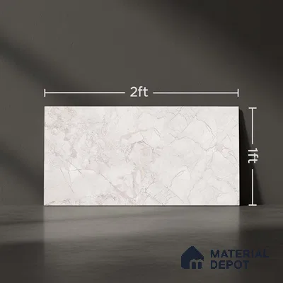 Marble Wall Tile TL 05478 Lustra Manila Bianco 2 ft x 1 ft Ceramic Satin Finish - 9 mm | Suitable for Bathroom, Kitchen