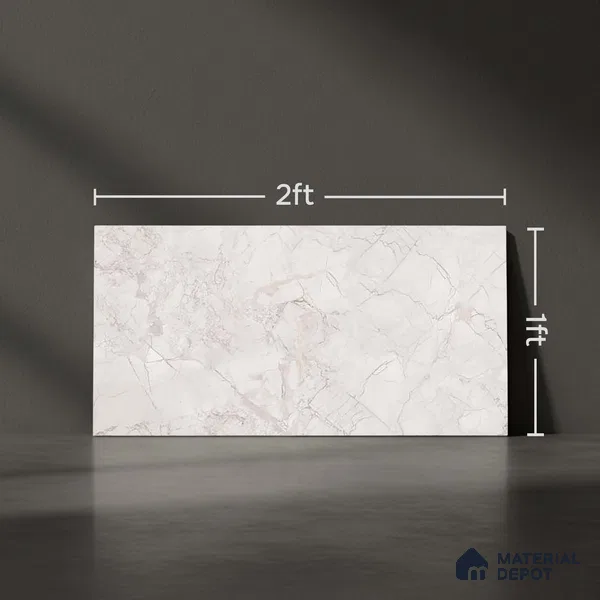 Marble Wall Tile TL 05478 Lustra Manila Bianco 2 ft x 1 ft Ceramic Satin Finish - 9 mm | Suitable for Bathroom, Kitchen