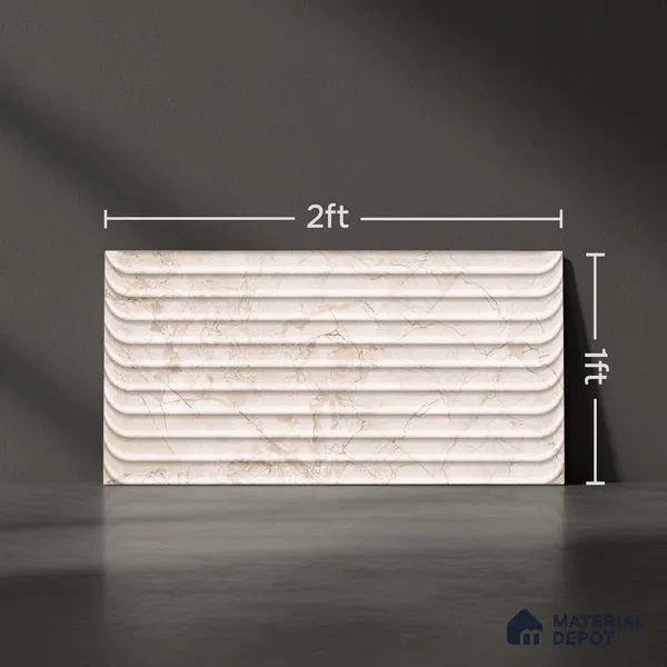 Marble Wall Tile TL 05477 B Lustra Manila Crema Decor 2 ft x 1 ft Ceramic Satin Finish - 9 mm | Suitable for Bathroom, Kitchen (Sample)