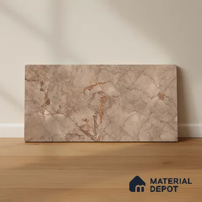 Marble Wall Tile TL 05477 C Lustra Manila Almond 2 ft x 1 ft Ceramic Satin Finish - 9 mm | Suitable for Bathroom, Kitchen