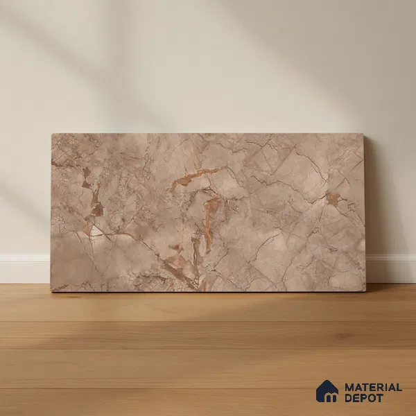 Marble Wall Tile TL 05477 C Lustra Manila Almond 2 ft x 1 ft Ceramic Satin Finish - 9 mm | Suitable for Bathroom, Kitchen