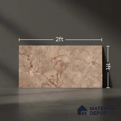 Marble Wall Tile TL 05477 C Lustra Manila Almond 2 ft x 1 ft Ceramic Satin Finish - 9 mm | Suitable for Bathroom, Kitchen