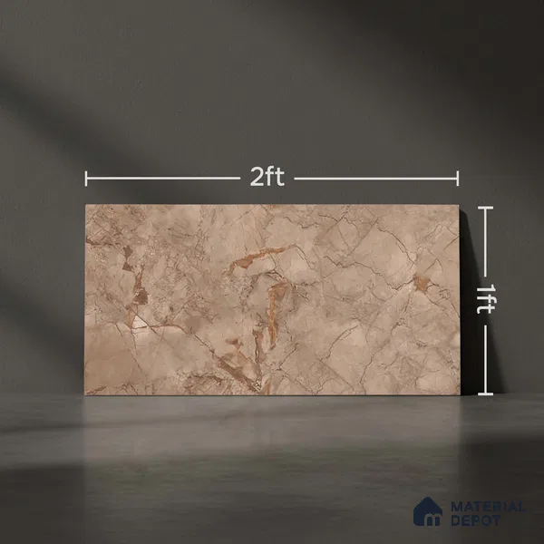Marble Wall Tile TL 05477 C Lustra Manila Almond 2 ft x 1 ft Ceramic Satin Finish - 9 mm | Suitable for Bathroom, Kitchen