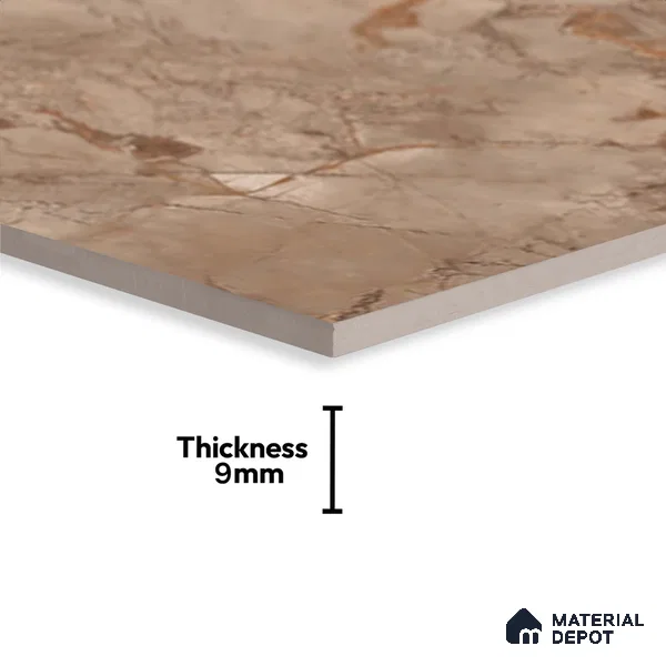 Marble Wall Tile TL 05477 C Lustra Manila Almond 2 ft x 1 ft Ceramic Satin Finish - 9 mm | Suitable for Bathroom, Kitchen