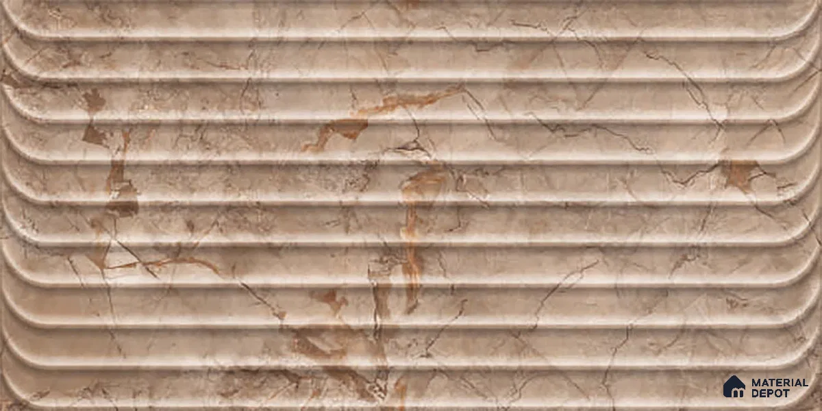 Marble Wall Tile TL 05477 D Lustra Manila Almond Decor 2 ft x 1 ft Ceramic Satin Finish - 9 mm | Suitable for Bathroom, Kitchen (Sample)