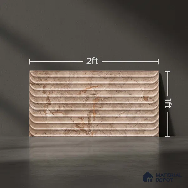 Marble Wall Tile TL 05477 D Lustra Manila Almond Decor 2 ft x 1 ft Ceramic Satin Finish - 9 mm | Suitable for Bathroom, Kitchen (Sample)