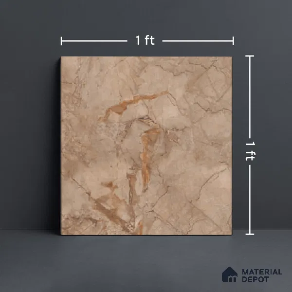 Marble Matching Floor Tile TL 05477 E Lustra Manila Almond 1 ft x 1 ft Ceramic Antiskid Matte Finish - 9 mm | Suitable for Bathroom, Kitchen