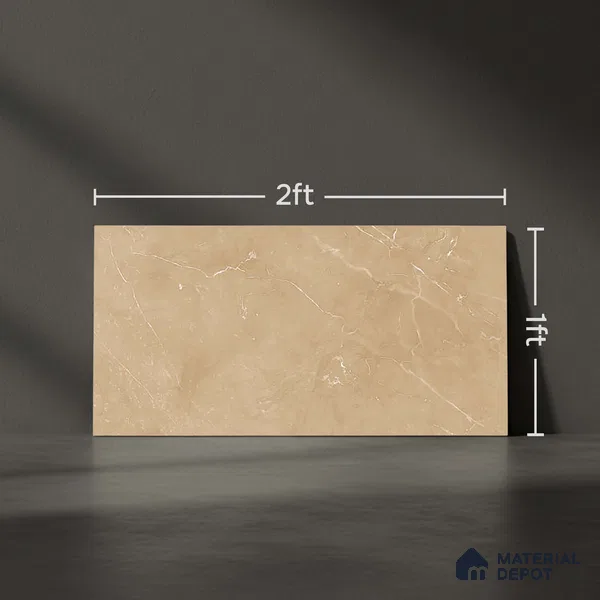 Marble Wall Tile TL 05471 C Lustra Mesa Beige 2 ft x 1 ft Ceramic Satin Finish - 9 mm | Suitable for Bathroom, Kitchen (Sample)