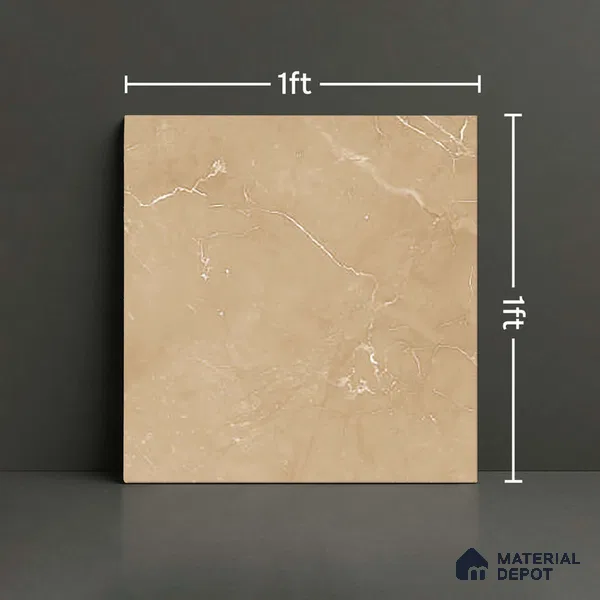 Marble Matching Floor Tile TL 05471 D Lustra Mesa Beige 1 ft x 1 ft Ceramic Antiskid Matte Finish - 9 mm | Suitable for Bathroom, Kitchen