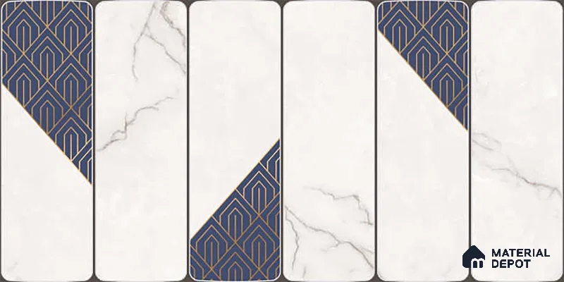 Marble Wall Tile TL 05480 B Lustra Sahara Bianco Decor 2 ft x 1 ft Ceramic Satin Finish - 9 mm | Suitable for Bathroom, Kitchen