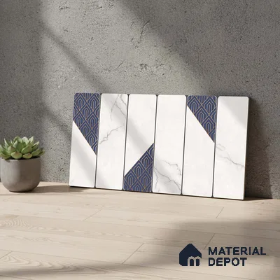 Marble Wall Tile TL 05480 B Lustra Sahara Bianco Decor 2 ft x 1 ft Ceramic Satin Finish - 9 mm | Suitable for Bathroom, Kitchen