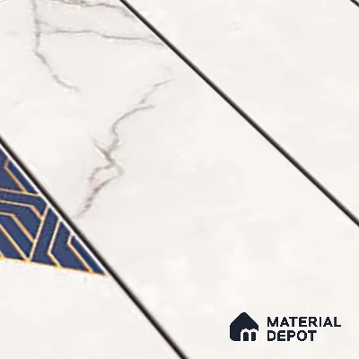 Marble Wall Tile TL 05480 B Lustra Sahara Bianco Decor 2 ft x 1 ft Ceramic Satin Finish - 9 mm | Suitable for Bathroom, Kitchen