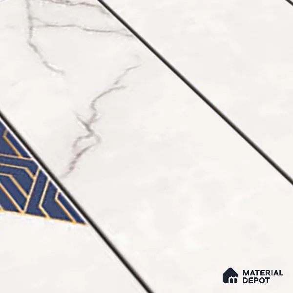 Marble Wall Tile TL 05480 B Lustra Sahara Bianco Decor 2 ft x 1 ft Ceramic Satin Finish - 9 mm | Suitable for Bathroom, Kitchen