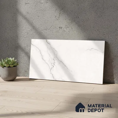 Marble Wall Tile TL 05480 Lustra Sahara Bianco 2 ft x 1 ft Ceramic Satin Finish - 9 mm | Suitable for Bathroom, Kitchen
