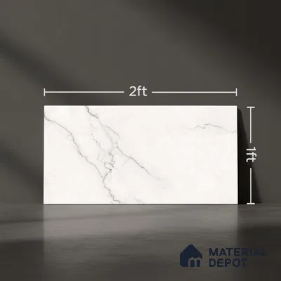 Marble Wall Tile TL 05480 Lustra Sahara Bianco 2 ft x 1 ft Ceramic Satin Finish - 9 mm | Suitable for Bathroom, Kitchen