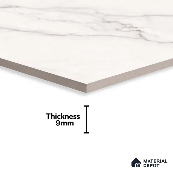 Marble Wall Tile TL 05480 Lustra Sahara Bianco 2 ft x 1 ft Ceramic Satin Finish - 9 mm | Suitable for Bathroom, Kitchen