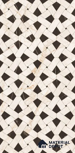Ivory Geometric Wall Tile TL 05800 G Gravier Celestial Cream 2 ft x 4 ft Vitrified Carving Matte Finish - 9 mm | 4 Random Design | Suitable for Living Room, Bedroom, Bathroom (Sample)