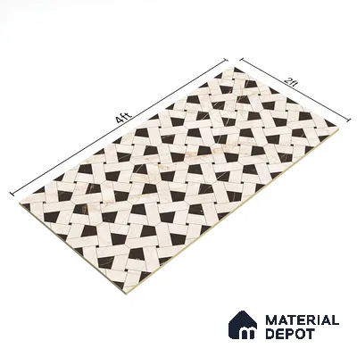 Ivory Geometric Wall Tile TL 05800 G Gravier Celestial Cream 2 ft x 4 ft Vitrified Carving Matte Finish - 9 mm | 4 Random Design | Suitable for Living Room, Bedroom, Bathroom (Sample)