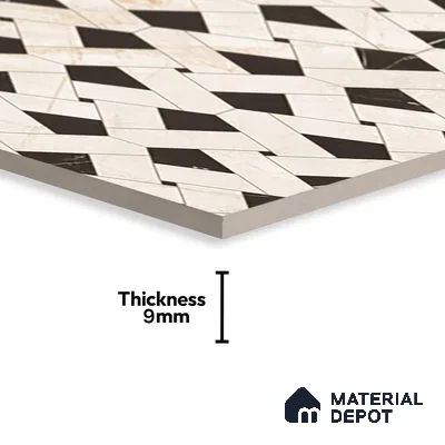 Ivory Geometric Wall Tile TL 05800 G Gravier Celestial Cream 2 ft x 4 ft Vitrified Carving Matte Finish - 9 mm | 4 Random Design | Suitable for Living Room, Bedroom, Bathroom (Sample)