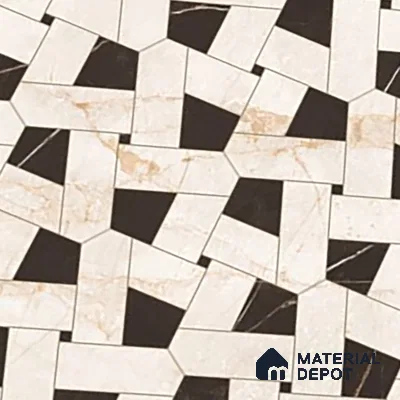 Ivory Geometric Wall Tile TL 05800 G Gravier Celestial Cream 2 ft x 4 ft Vitrified Carving Matte Finish - 9 mm | 4 Random Design | Suitable for Living Room, Bedroom, Bathroom (Sample)