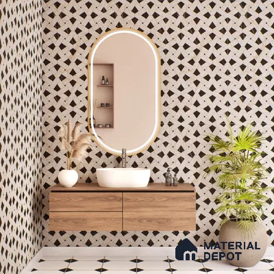 Ivory Geometric Wall Tile TL 05800 G Gravier Celestial Cream 2 ft x 4 ft Vitrified Carving Matte Finish - 9 mm | 4 Random Design | Suitable for Living Room, Bedroom, Bathroom (Sample)