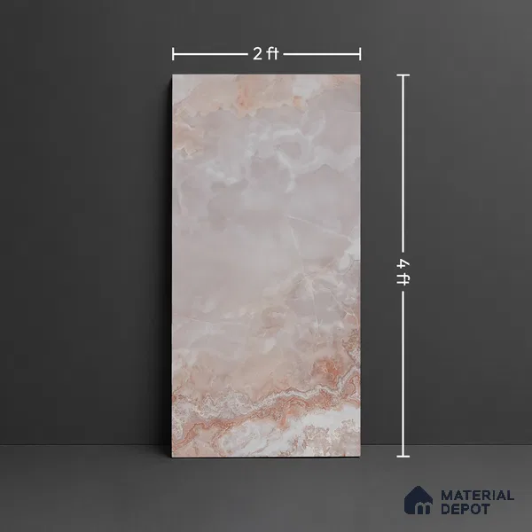 Marble Floor & Wall Tile TL 05818 F Gravier Blush Onyx 2 ft x 4 ft Vitrified Matte Finish - 9 mm | 10 Random Design | Suitable for Living Room, Bedroom, Bathroom