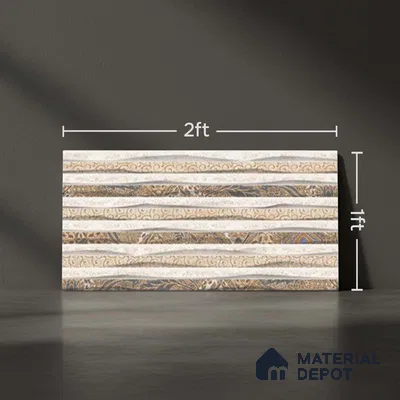 Abstract Wall Tile TL 05316 C Splendore Bottichino Brynx Highlighter 2 ft x 1 ft Ceramic Glossy Finish - 9 mm | Suitable for Kitchen, Bathroom & Balcony Walls (Sample)