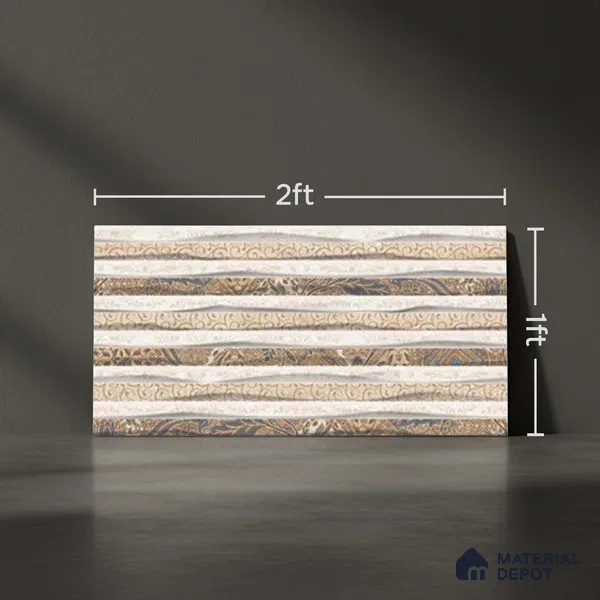 Abstract Wall Tile TL 05316 C Splendore Bottichino Brynx Highlighter 2 ft x 1 ft Ceramic Glossy Finish - 9 mm | Suitable for Kitchen, Bathroom & Balcony Walls (Sample)