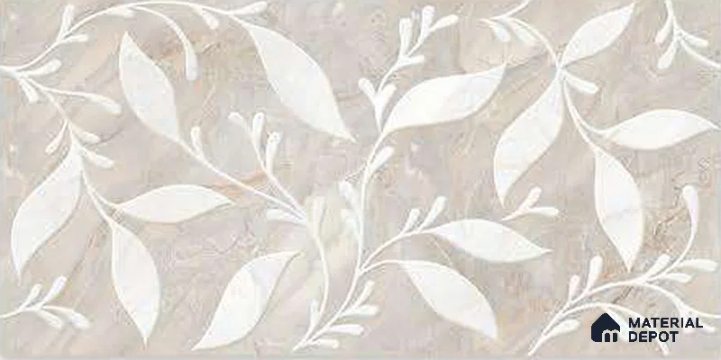 Highlighter Wall Tile TL 05319 B Splendore Engraved Petals Highlighter 2 ft x 1 ft Ceramic Matte Finish - 9 mm | Suitable for Kitchen, Bathroom & Balcony Walls (Sample)