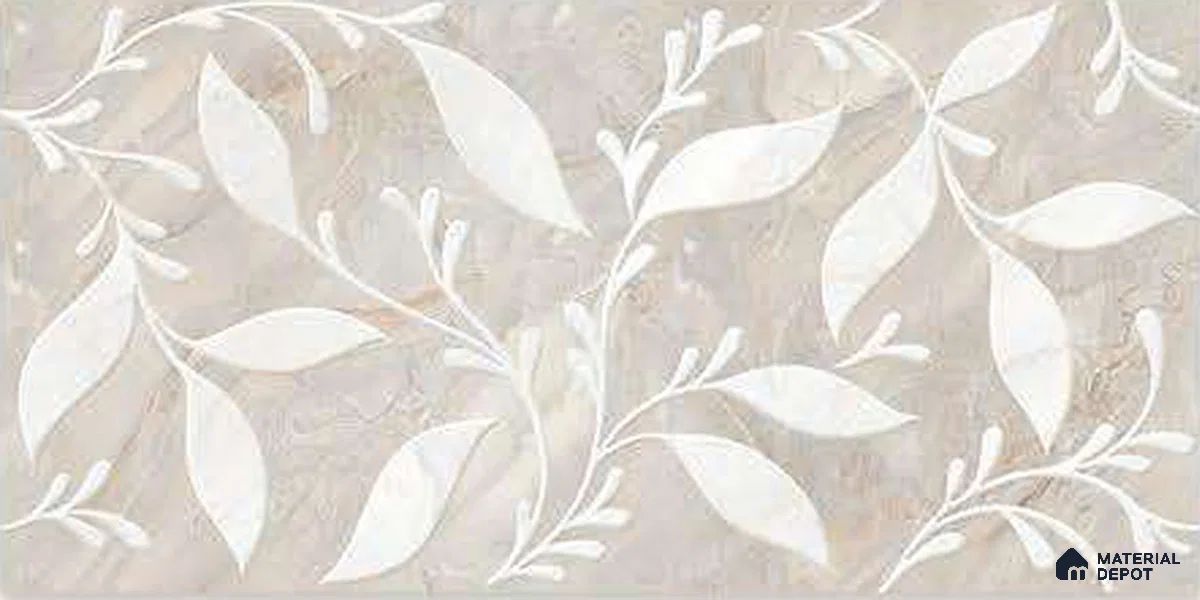 Highlighter Wall Tile TL 05319 B Splendore Engraved Petals Highlighter 2 ft x 1 ft Ceramic Matte Finish - 9 mm | Suitable for Kitchen, Bathroom & Balcony Walls (Sample)