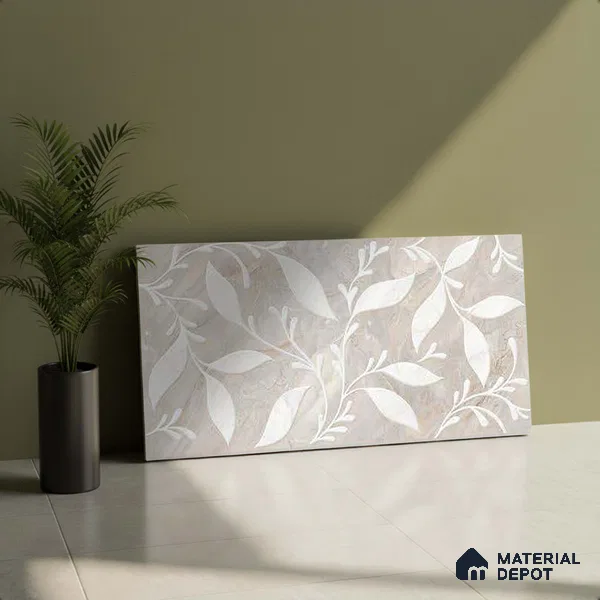 Highlighter Wall Tile TL 05319 B Splendore Engraved Petals Highlighter 2 ft x 1 ft Ceramic Matte Finish - 9 mm | Suitable for Kitchen, Bathroom & Balcony Walls (Sample)