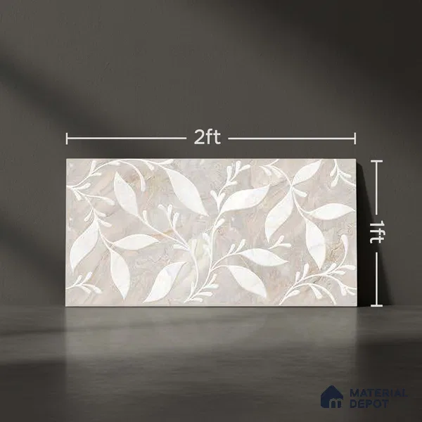 Highlighter Wall Tile TL 05319 B Splendore Engraved Petals Highlighter 2 ft x 1 ft Ceramic Matte Finish - 9 mm | Suitable for Kitchen, Bathroom & Balcony Walls (Sample)