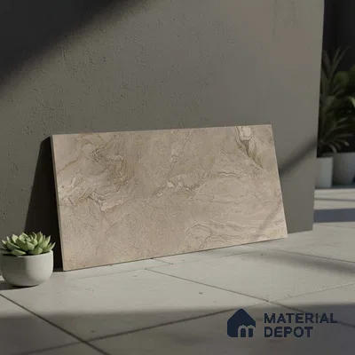 Marble Wall Tile TL 05319 C Splendore Engraved Petals Dark 2 ft x 1 ft Ceramic Matte Finish - 9 mm | Suitable for Kitchen, Bathroom & Balcony Walls (Sample)