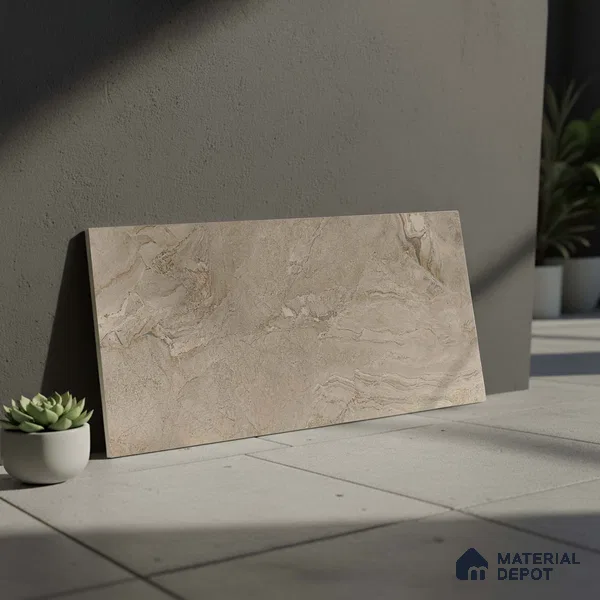 Marble Wall Tile TL 05319 C Splendore Engraved Petals Dark 2 ft x 1 ft Ceramic Matte Finish - 9 mm | Suitable for Kitchen, Bathroom & Balcony Walls (Sample)